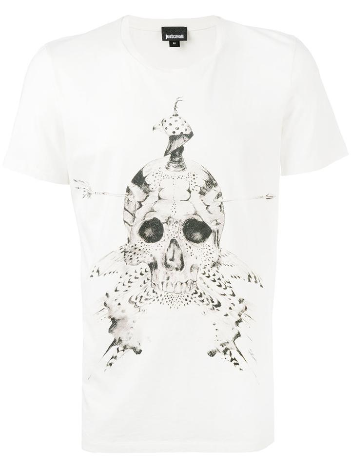 Just Cavalli - Skull Print T-shirt - Men - Cotton - Xxl, White, Cotton