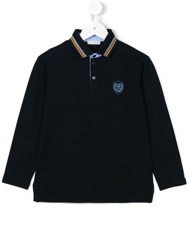 Dolce & Gabbana Kids Emblem Polo Shirt, Boy's, Size: 12 Yrs, Blue