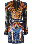 Balmain Embellished Sequin Fitted Dress - Multicolour