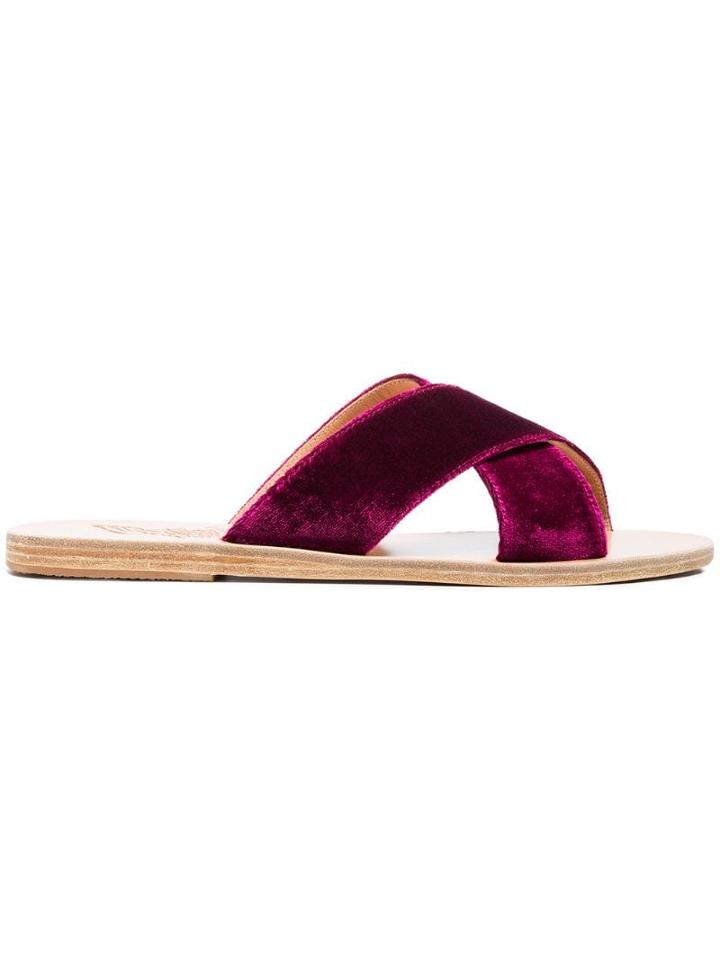 Ancient Greek Sandals Purple Thais Velvet Sandals - Pink