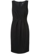 Paule Ka Pleated Detail V-neck Dress - Black