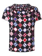 Emilio Pucci - Mosaic Print Shortsleeved Blouse - Women - Viscose - 38, Black, Viscose