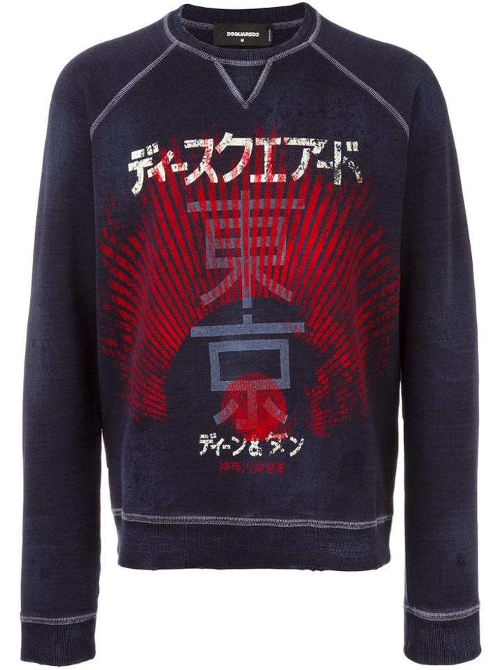 Dsquared2 Kanji Contrast Sweatshirt - Blue