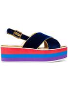 Gucci Blue 60 Crossover Strap Velvet Platforms