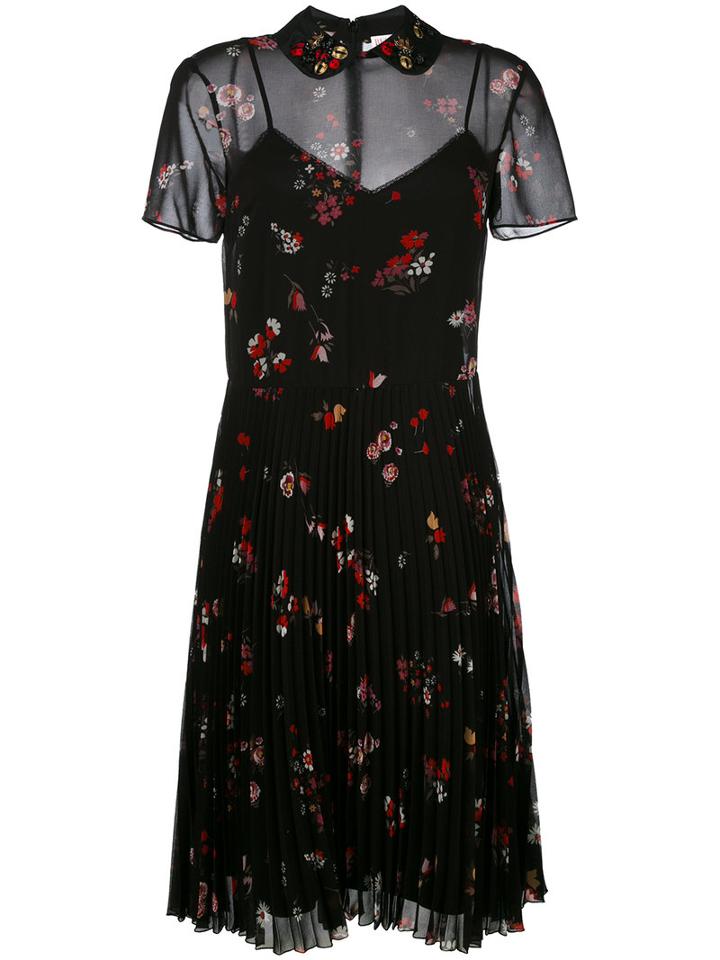 Red Valentino Floral Print Dress, Women's, Size: 44, Black, Polyester