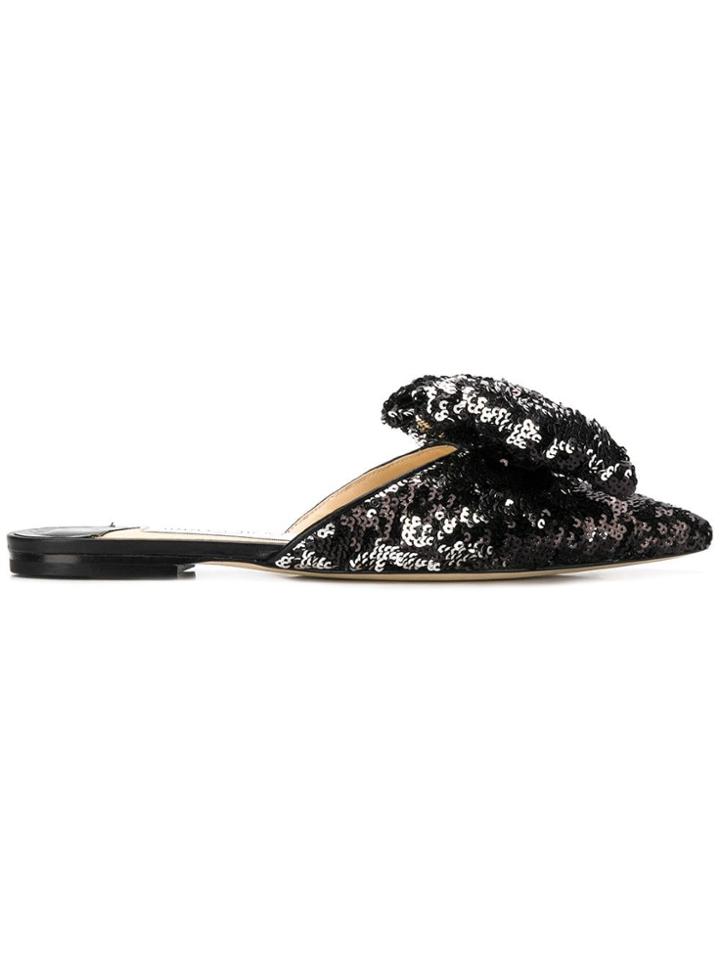 Jimmy Choo Georgia Bow Sequin Mules - Black