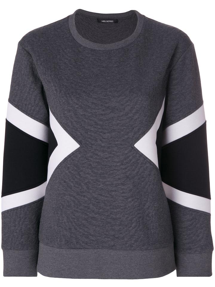Neil Barrett - Geometric Insert Sweatshirt - Women - Cotton/polyurethane/spandex/elastane - M, Grey, Cotton/polyurethane/spandex/elastane