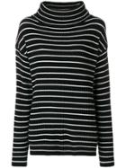 The Gigi Striped Roll Neck Jumper - Black