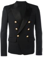 Balmain Double Breasted Blazer, Men's, Size: 52, Black, Wool/cotton/silk/cupro