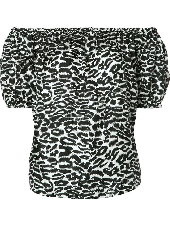 Piamita Off-shoulders Leopard Print Blouse, Women's, Size: Xs, White, Silk