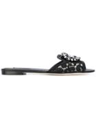 Dolce & Gabbana Bianca Embellished Flat Sandals - Black