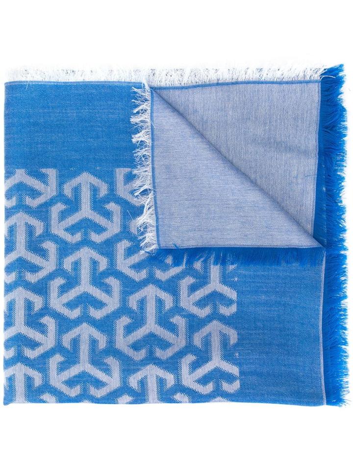 Tory Burch Logo Print Scarf - Blue