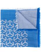Tory Burch Logo Print Scarf - Blue