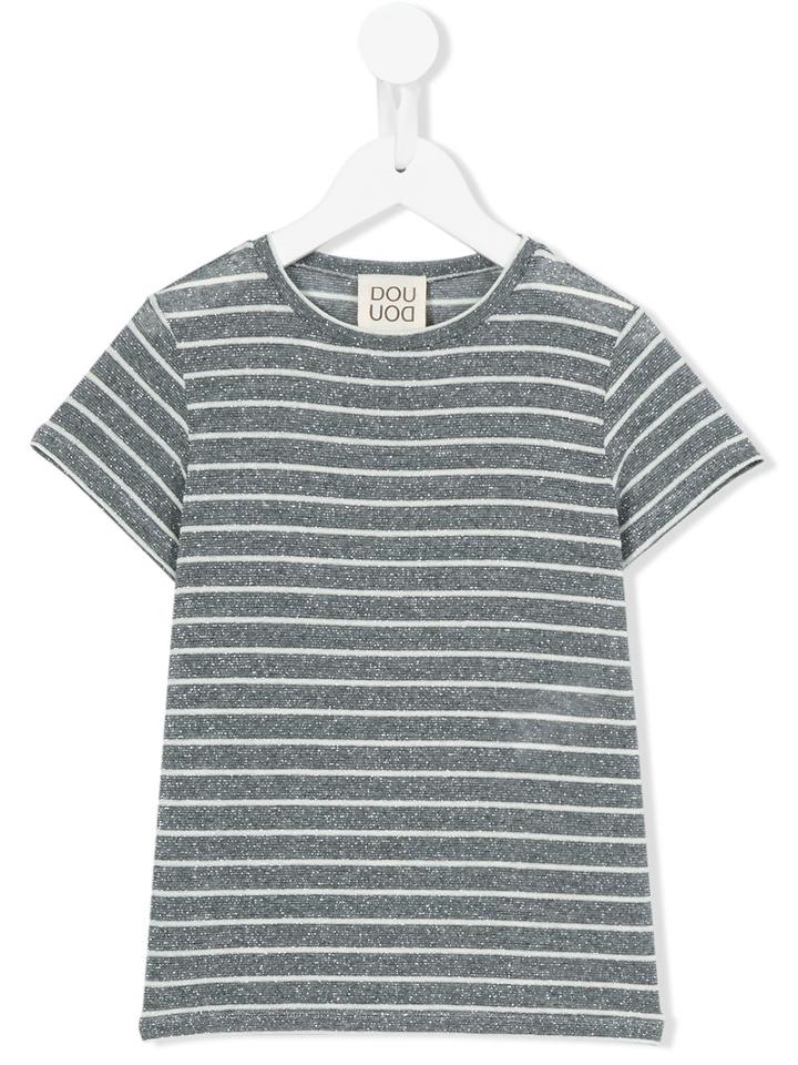 Douuod Kids - Striped T-shirt Dress - Kids - Polyamide/polyester/spandex/elastane/viscose - 10 Yrs, Girl's, Grey