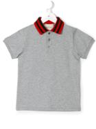 Gucci Kids Web Collar Polo Shirt, Boy's, Size: 12 Yrs, Grey