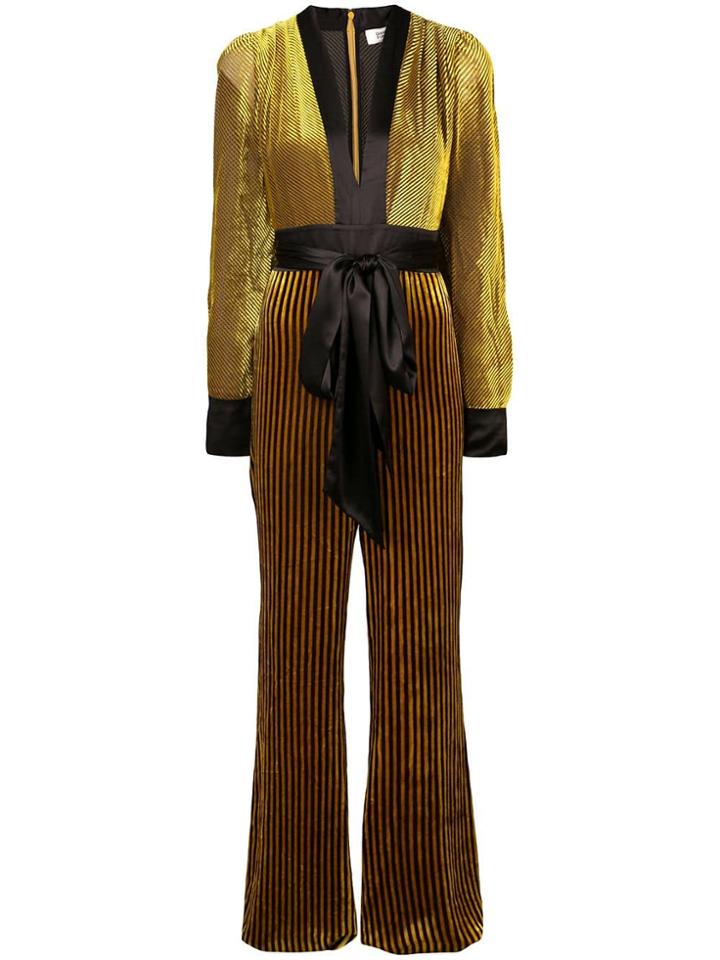 Dvf Diane Von Furstenberg Velvet Plunge Jumpsuit - Green