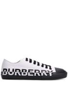 Burberry Logo Print Two-tone Cotton Gabardine Sneakers - White