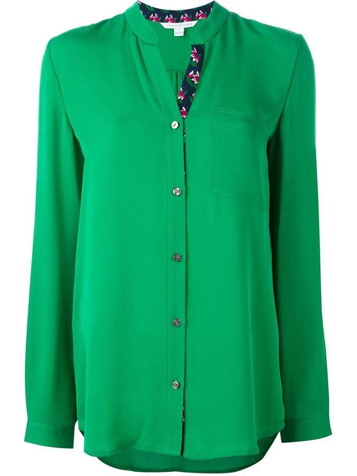 Diane Von Furstenberg Gilmore Blouse, Women's, Size: 4, Green, Silk