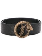 Saint Laurent 'monogram' Serpent Buckle Belt, Women's, Size: 90, Black, Calf Leather