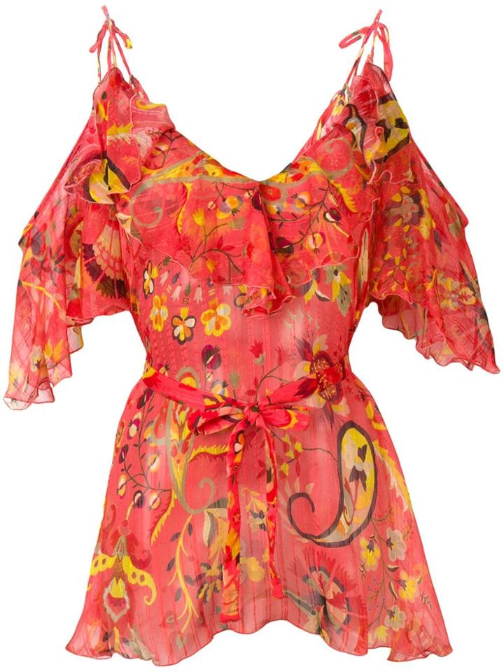 Etro Off-shoulder Frill Blouse - Red