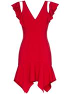 Haney Liv Ruffle Detail Silk Mini Dress - Red