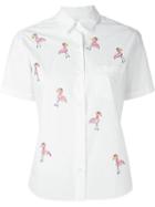 Jimi Roos Flamingo Embroidery Shirt, Women's, Size: Large, White, Cotton