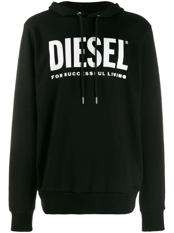 Diesel Logo Print Hoodie - Black