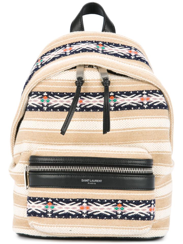 Saint Laurent Embroidered Backpack - Brown