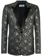 Saint Laurent Iconic Le Smoking Jacquard Blazer, Men's, Size: 50, Black, Cotton/silk/polyester/silk