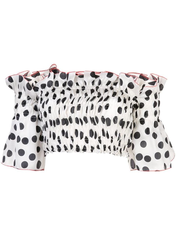 Carolina Herrera Polka Dot Crop Top - White
