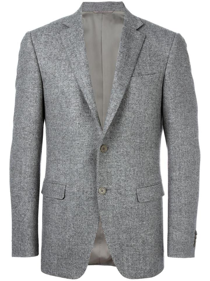 Canali Flap Pockets Blazer, Men's, Size: 56, Grey, Cupro/wool/cashmere