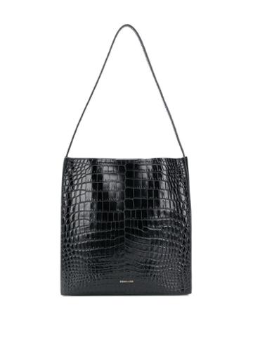 Frenzlauer Square Crocodile Effect Tote - Black