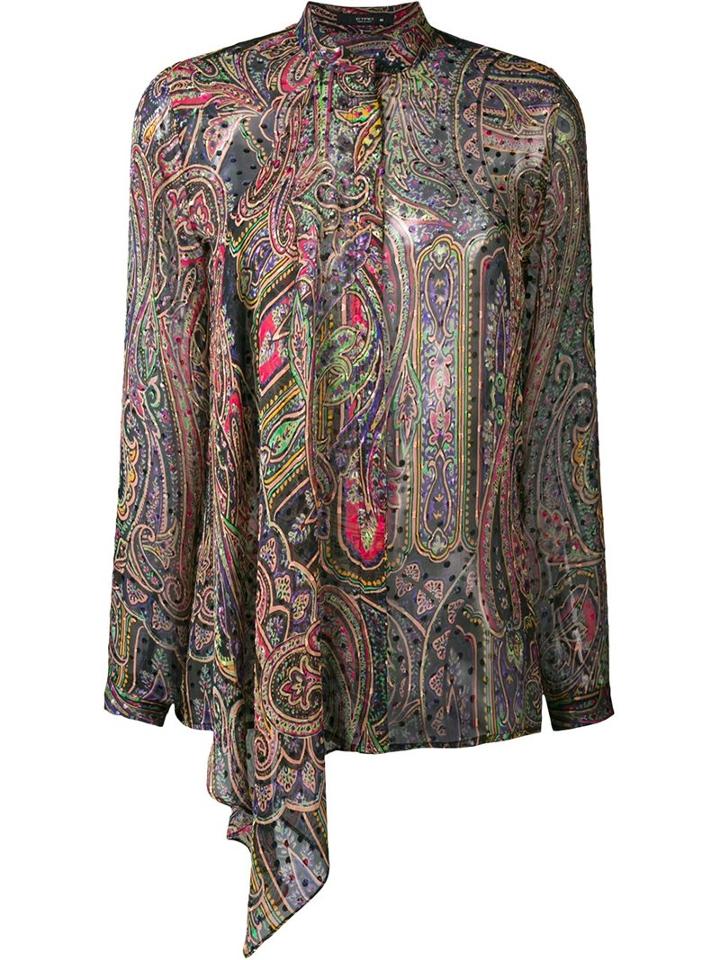 Etro Paisley Print Silk-blend Blouse, Women's, Size: 42, Blue, Silk/viscose