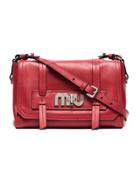 Miu Miu Red Logo Buckle Leather Satchel Bag