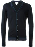 Brioni V-neck Cardigan, Men's, Size: 54, Blue, Silk/cashmere/wool