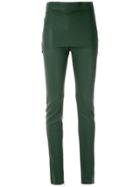 Clé Leather Skinny Trousers - Green