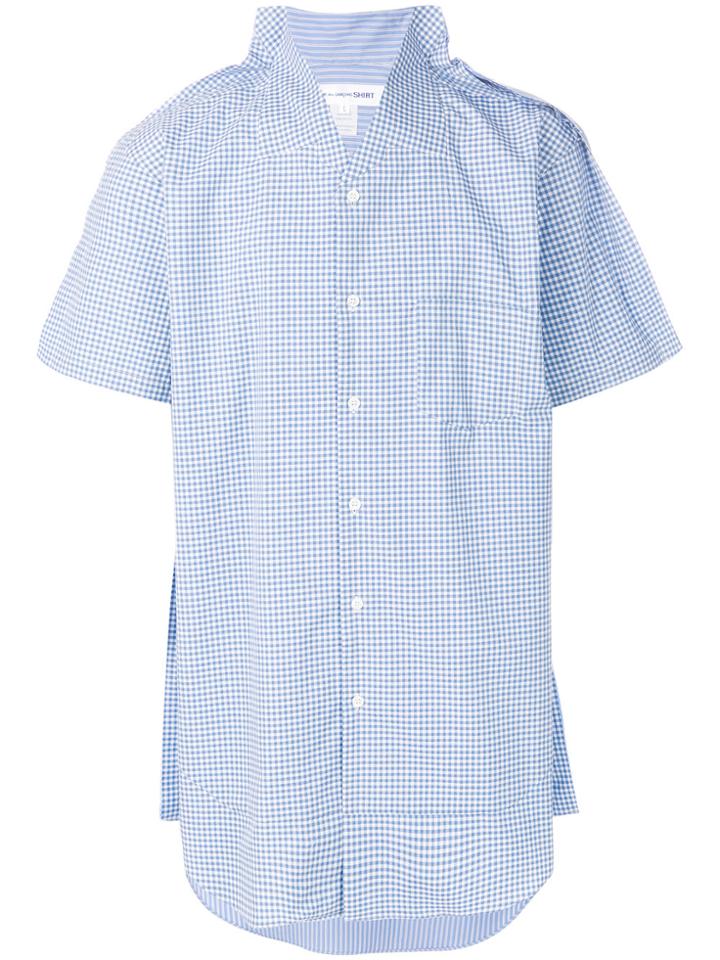 Comme Des Garçons Shirt Checked Pinch-collar Shirt - Blue