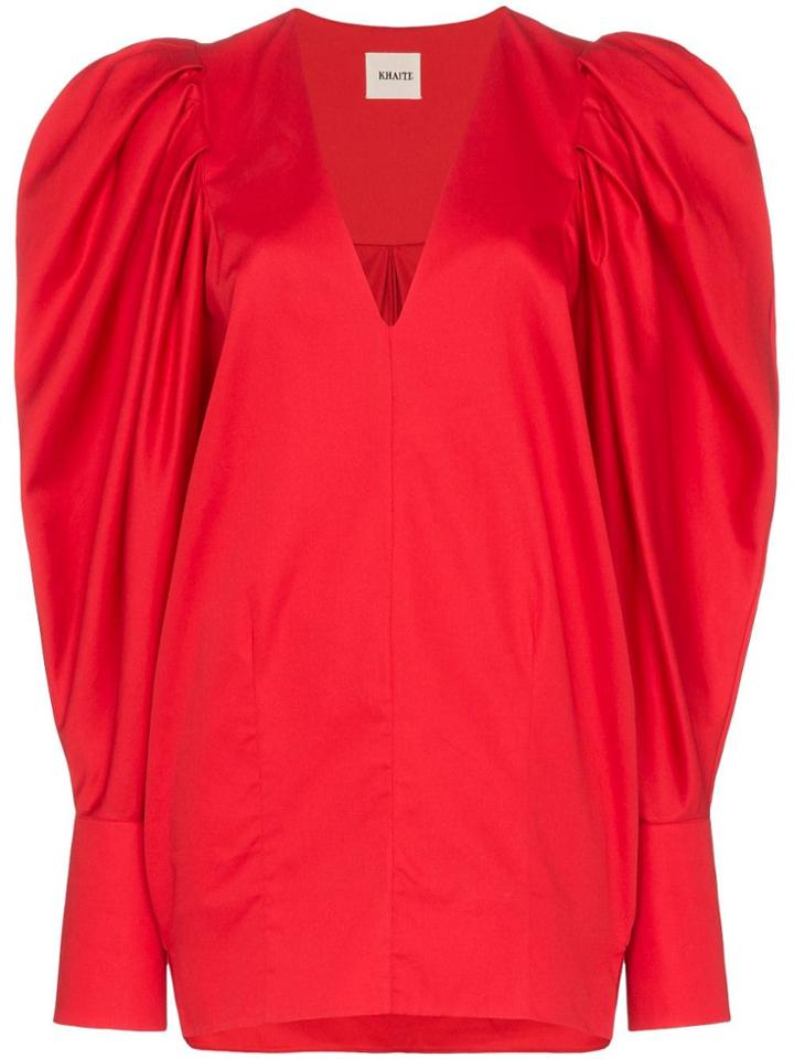 Khaite Conie Oversized Puff-sleeve Blouse - Red