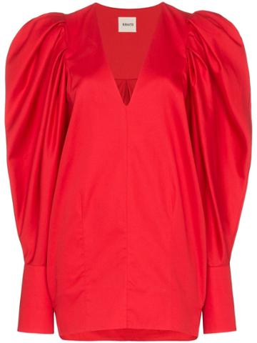 Khaite Conie Oversized Puff-sleeve Blouse - Red