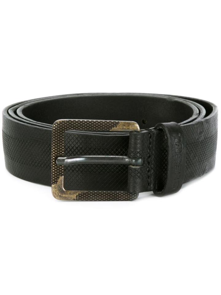 Diesel Textured Belt, Men's, Size: 100, Black, Leather