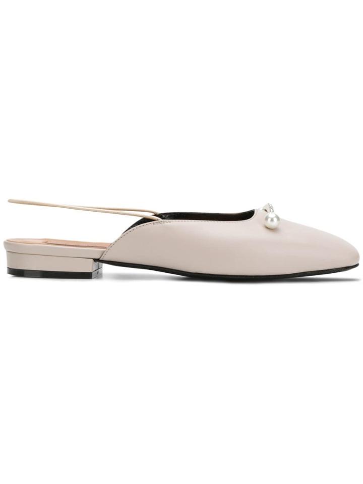 Coliac Pearl Pin Slingback Mules - Neutrals