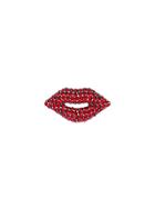 Sonia Rykiel Embellished Lip Brooch - Red