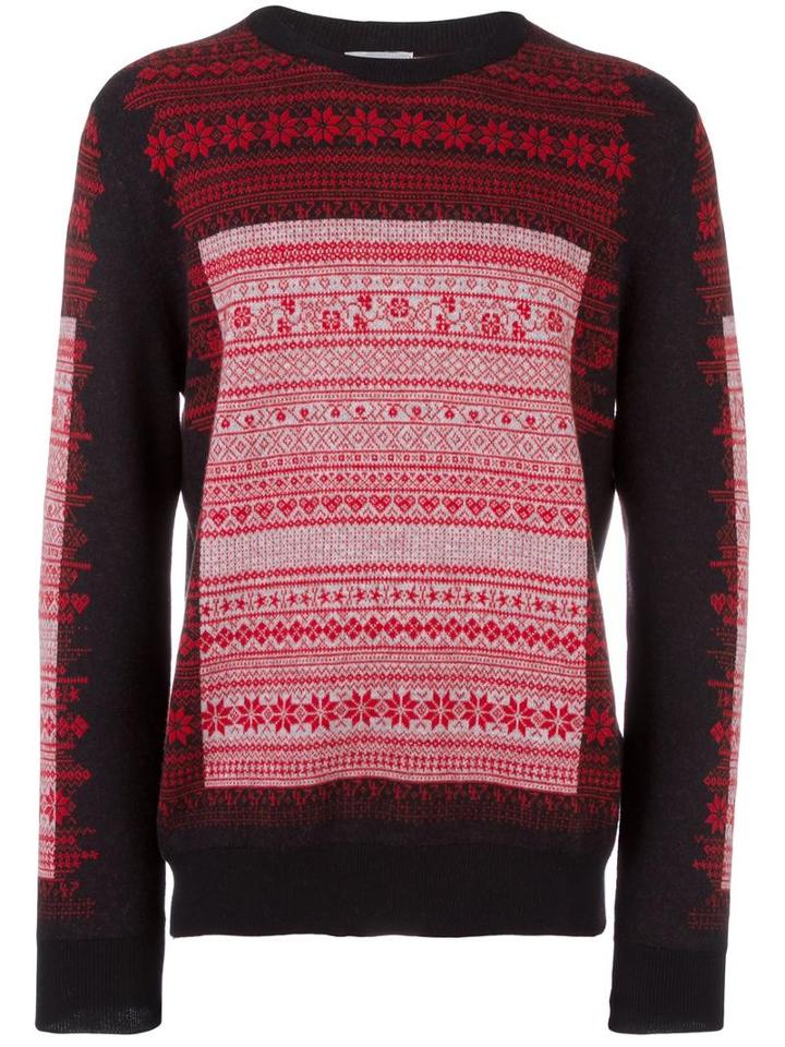 Dior Homme Floral Intarsia Jumper, Men's, Size: Large, Black, Cashmere/virgin Wool
