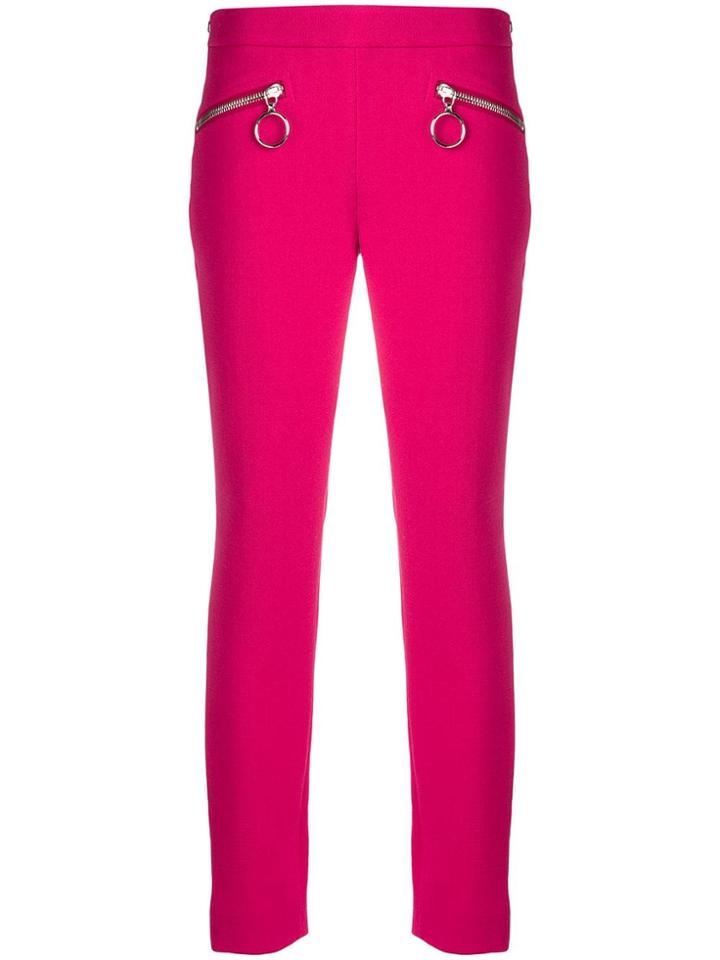 Moschino Zipped Slim-fit Trousers - Pink