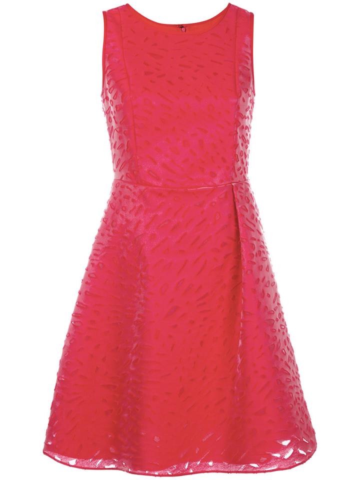 Emporio Armani Shredded Trim Dress, Women's, Size: 44, Red, Cotton/polyamide/polyester