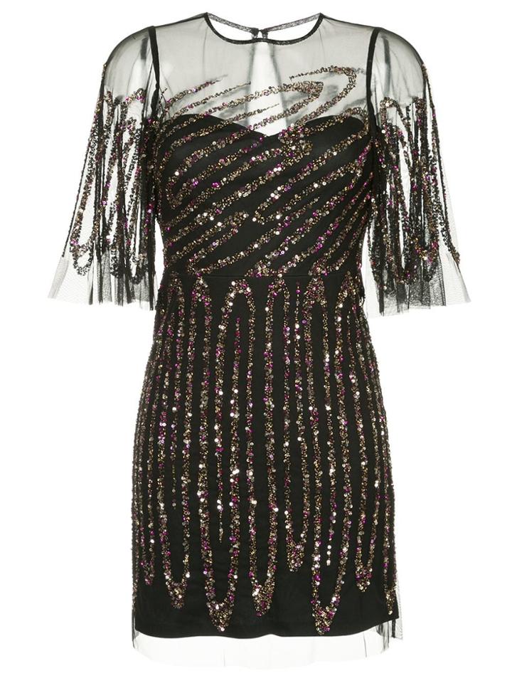 Aidan Mattox Beaded Short Dress - Black