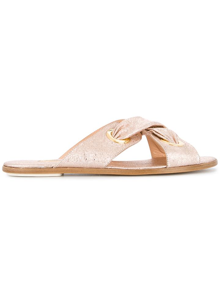 Rupert Sanderson Crisscross Sandals - Pink & Purple