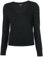 A.p.c. Knitted V-neck Top - Black
