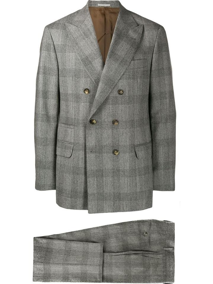 Brunello Cucinelli Checked Suit - Grey