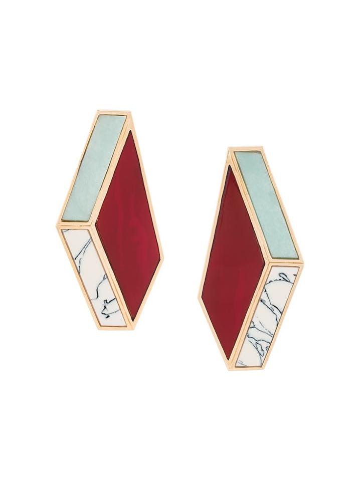 Eshvi Nino Eliava X Eshvi Marble Effect Earrings - Red